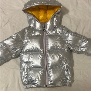 Moncler Silver Jacket with Yellow Interior